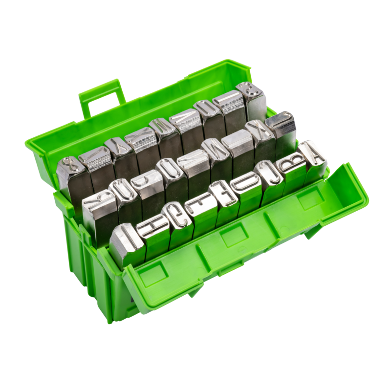 Kukko Glanzvernickelter 27-teiliger Schlagbuchstaben-Satz DIN 1451 mit extra schwerer Qualität