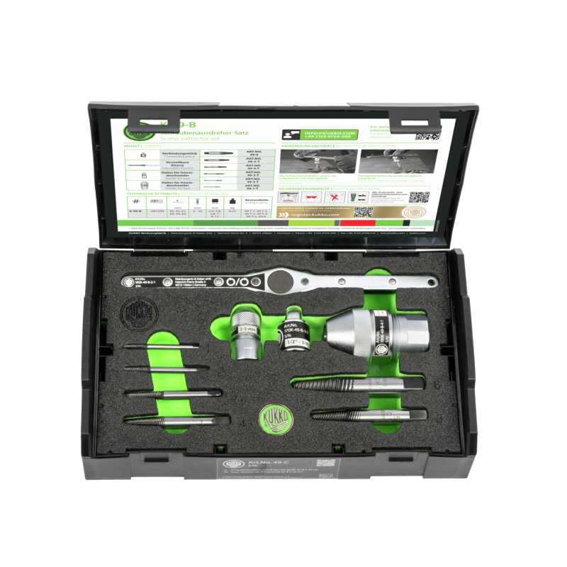 Kukko Schraubenausdreher-Satz im Koffer 10-tlg für Ø 4 - 20 mm