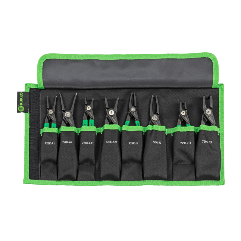 Kukko 8-teiliger Sicherungsringzangen-Satz mit eingesetzten Spitzen für Innen-