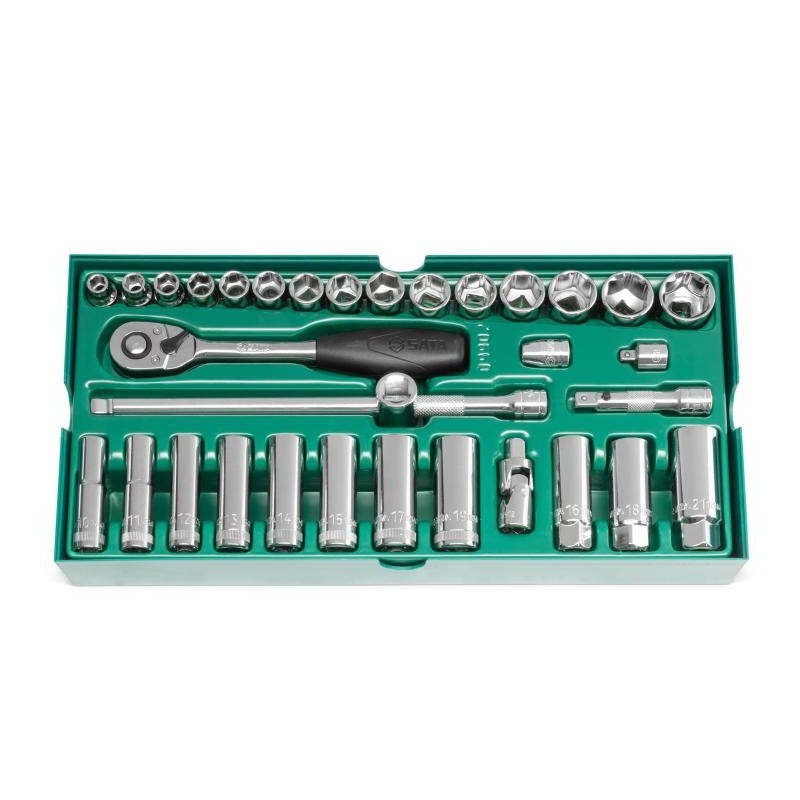 Sata 33 Tlg. 3/8 Zoll 6-Kant Steckschlüssel Set mit Einlage  für Werkstatt