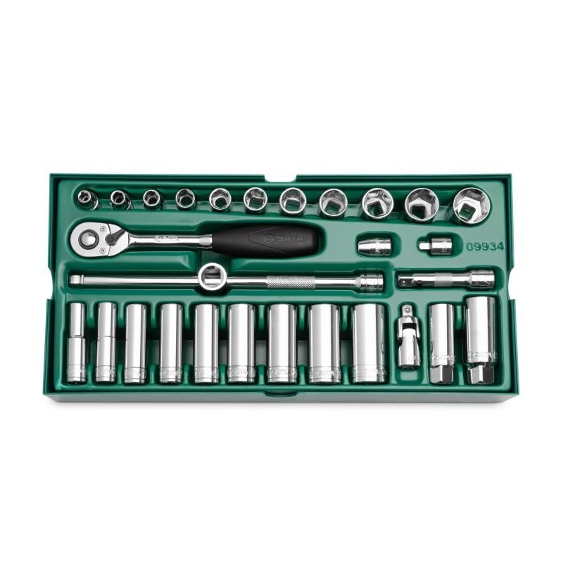 Sata 29 Tlg. 3/8 Zoll 6-Kant Steckschlüssel Set mit Einlage für Werkstattw