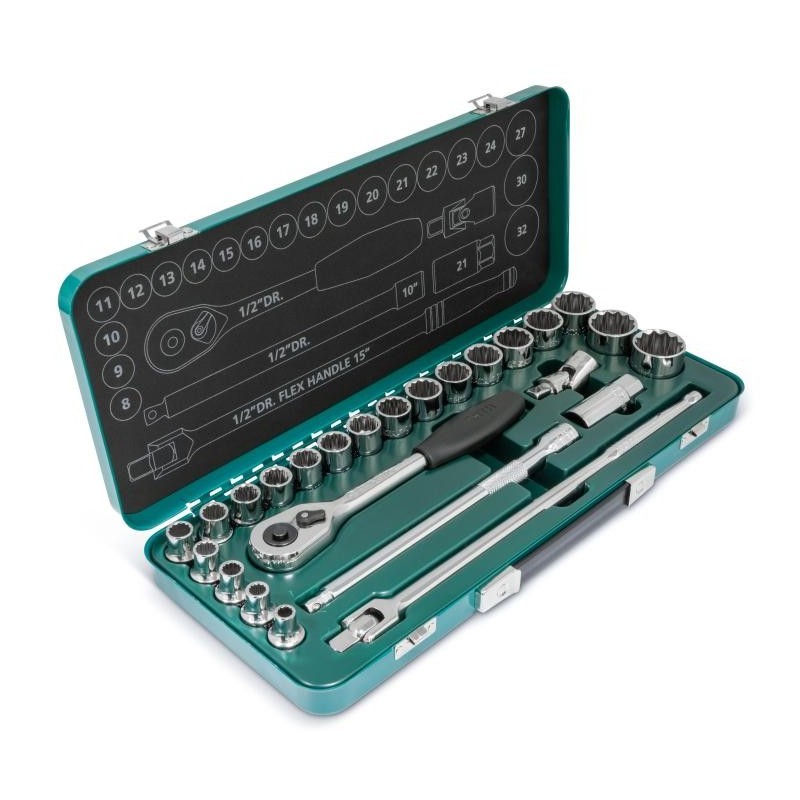 Sata 25Tlg. 1/2 Zoll 12-Kant Steckschlüssel Satz