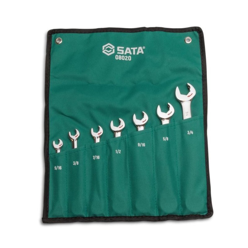 Sata 7 Tlg. Doppelratschen-Ringmaulschlüssel Set - 5/16
