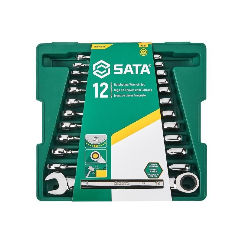 Sata 12 Tlg. Ratschen-Ringmaulschlüssel Set - 8