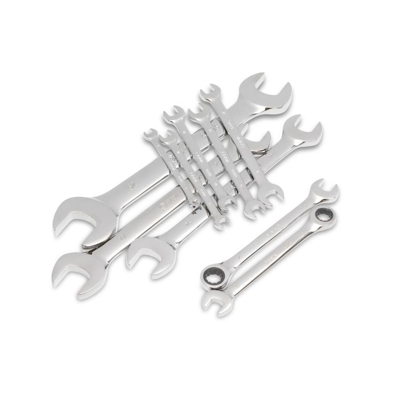 Sata 10 Tlg. Doppelmauslschlüssel & Ratschen-Ringmaulschlüssel Set mit