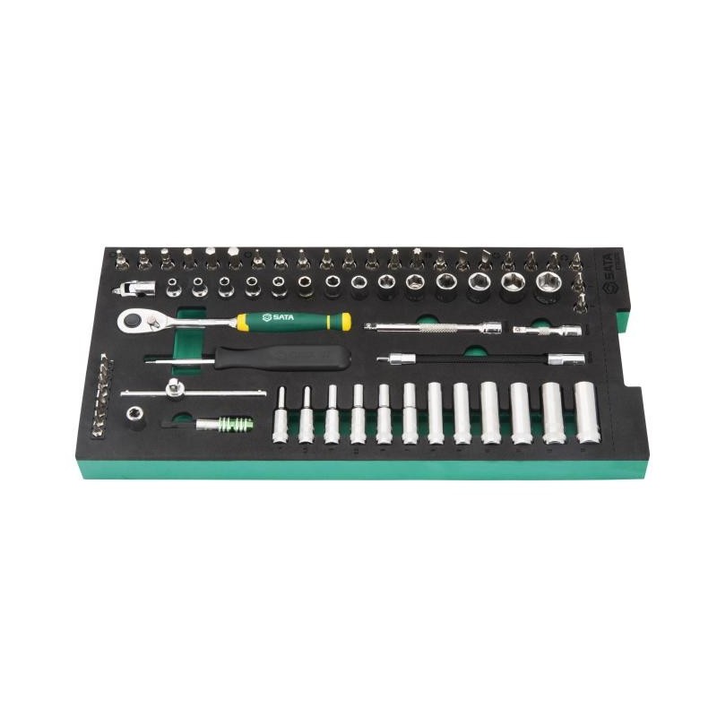Sata 66 Tlg. 1/4 Zoll 6-Kant Steckschlüssel Set mit EVA Einlage für Werkst