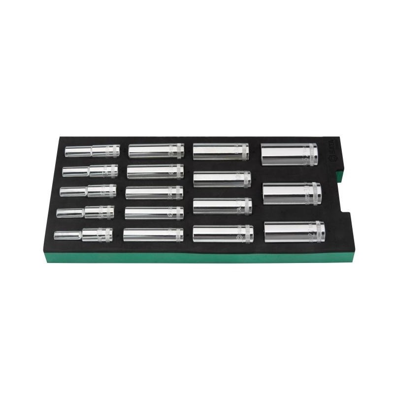 Sata 17 Tlg.1/2 Zoll 6-Kant Steckschlüssel Set lang mit EVA Einlage  für W