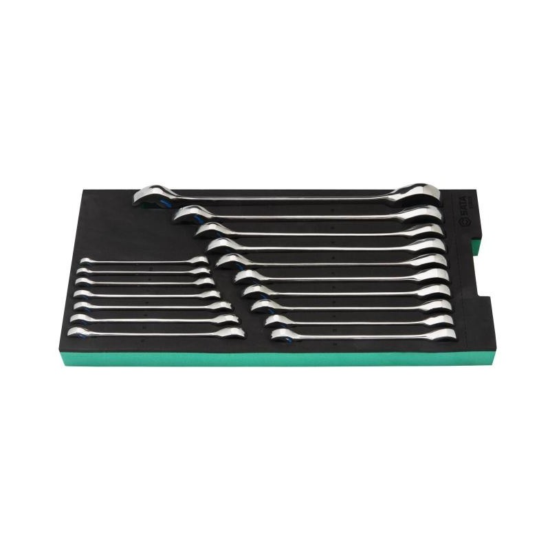 Sata 17 Tlg. Doppelratschen-Ringmaulschlüssel Set mit EVA Einlage für