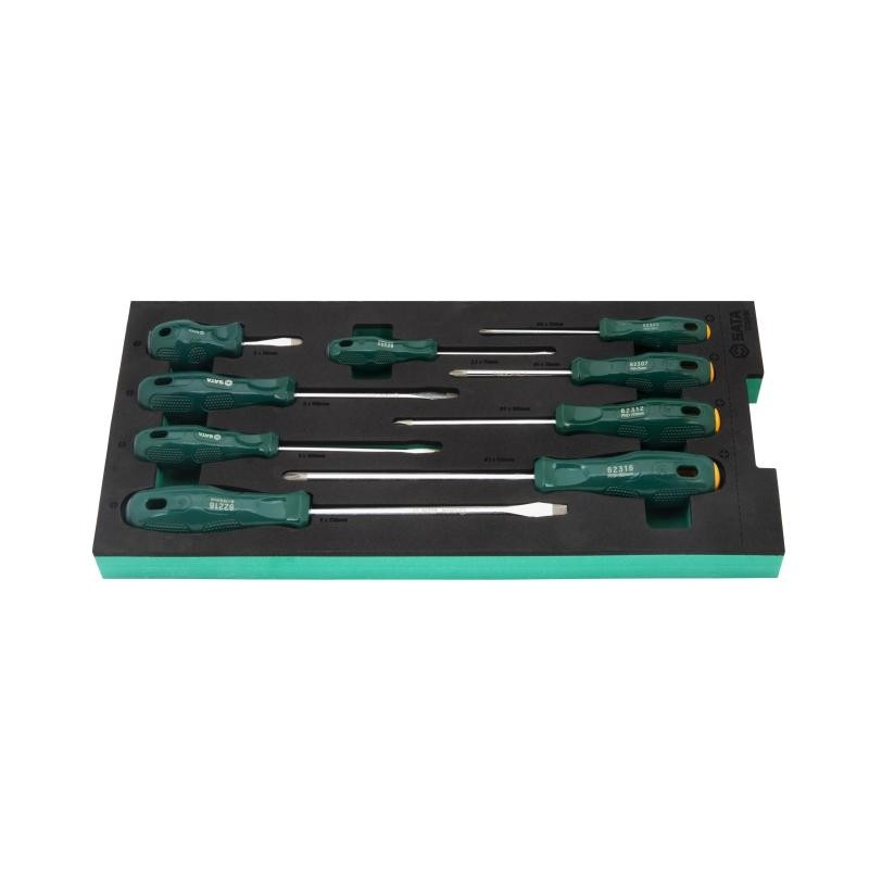 Sata 9 Tlg. Schraubendreher Set mit EVA Einlage für Werkstattwagen