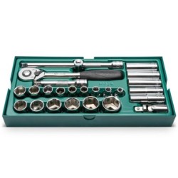 Sata 25 Tlg. 1/2 Zoll 6-Kant Steckschlüssel Set mit Einlage für Werkstattw