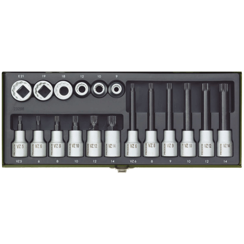 PROXXON Spezial-Steckschlüsselsatz für Vielzahnschrauben XZN (18-teilig)