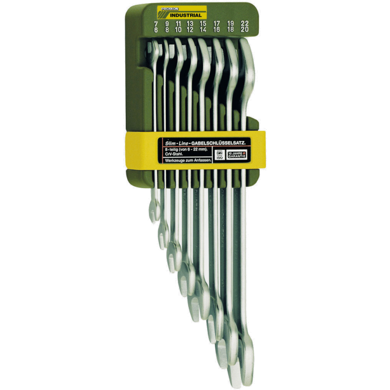 PROXXON SlimLine Doppel-Maulschlüsselsatz von 6 x 7 bis 20 x 22 mm (8-teilig)