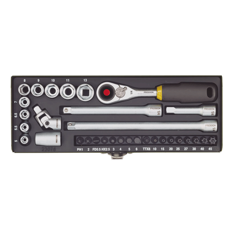 PROXXON Feinmechaniker-Steckschlüssel- und Schraubersatz 1/4" (32-teilig)
