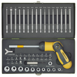 PROXXON Schraubersatz mit knickbarem Ratschen-Schraubendreher (54-teilig)