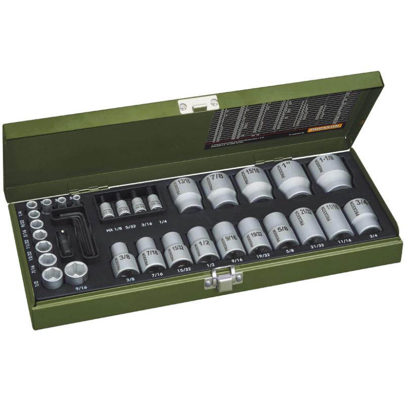 PROXXON Spezial-Steckschlüsselsatz für zöllige Schrauben (36-teilig)