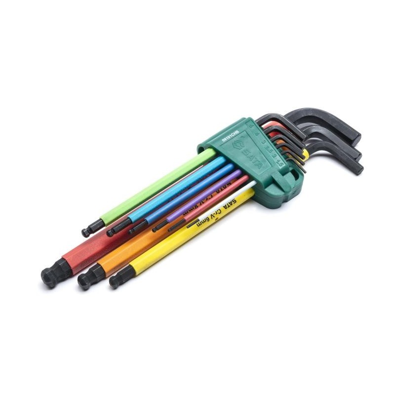 Sata 9 Tlg. Kugelkopf-Innensechskant-Winkelstiftschlüssel Set farbig u