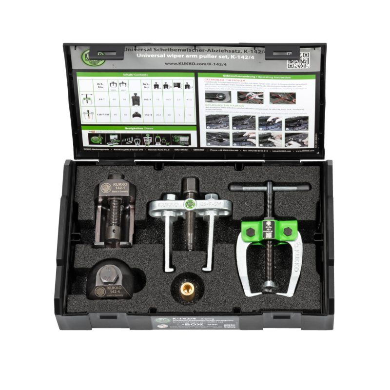 Kukko Universal-Scheibenwischer-Abziehersatz 5-teilig in L-Boxx-mini für alle PKW insbesondere alle VW